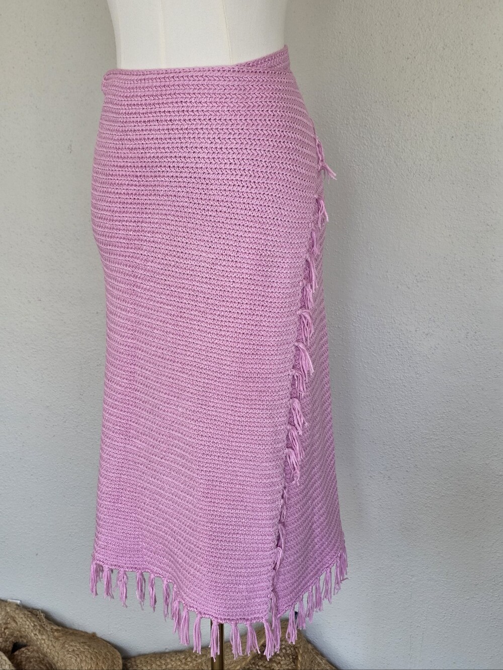 Elan Lilac Crochet Fringe Wrap Skirt NWT  Boho Resort Cover-Up L